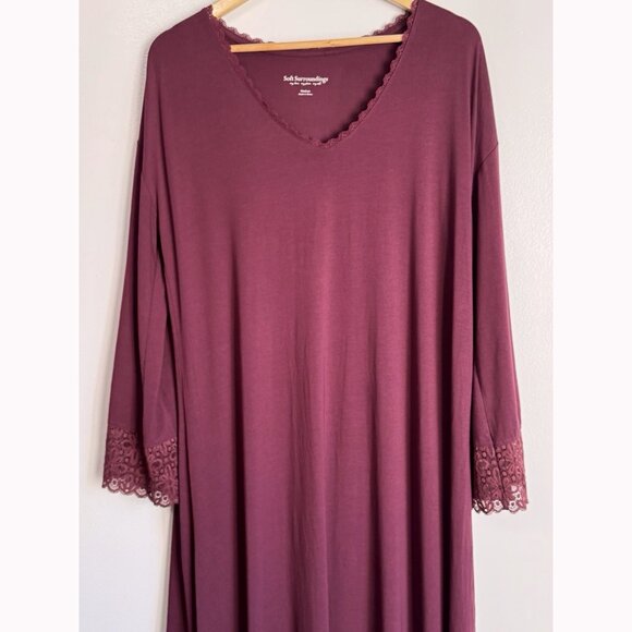 Soft Surroundings Women Crochet Trimmed Fit & Flare Midi Dress Sz Medium Purple - Picture 4 of 7